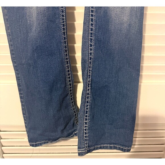 Y2K Wallflower Heavy Contrast Stitch Embroidered Pocket Bling Bootcut Jeans 13 - Picture 3 of 12